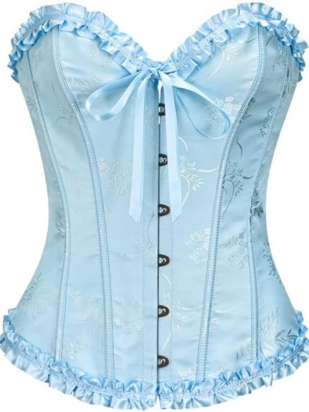 Women's Blue Sweetheart Neck Renaissance Lace Bustier Corset Lingerie Tops
